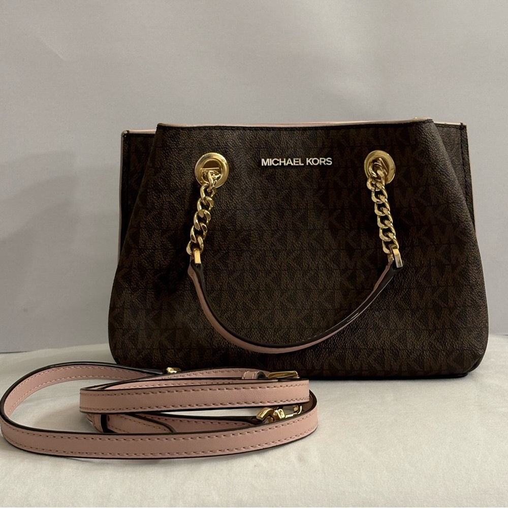 Michael Kors Small Teagen Messenger Bag  Brown & Pink